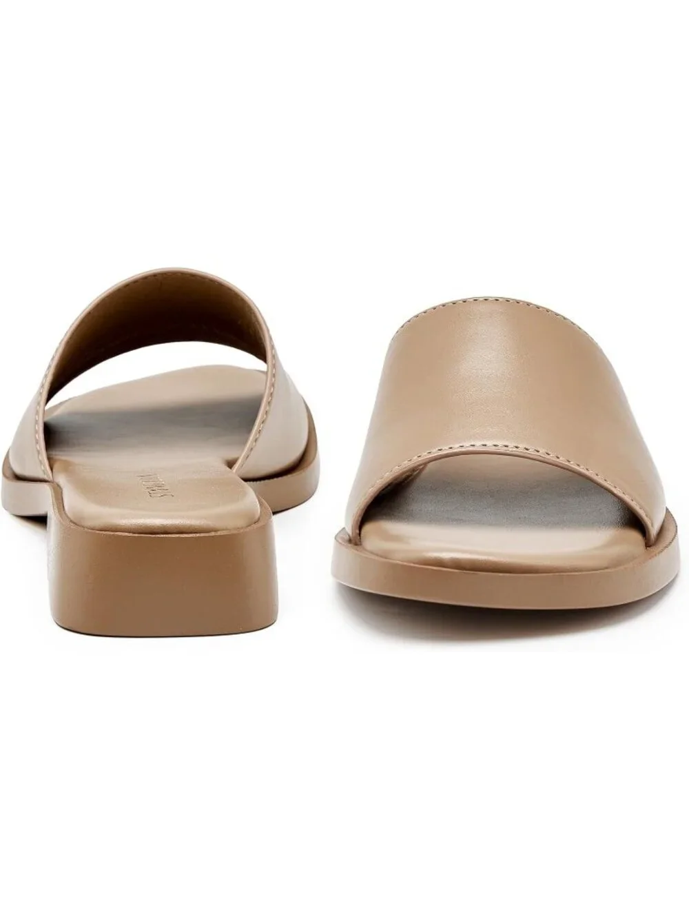 Women’s Khaki Faux Leather Comfortable Open Toe Fashion Backless Casual Flats